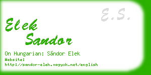 elek sandor business card